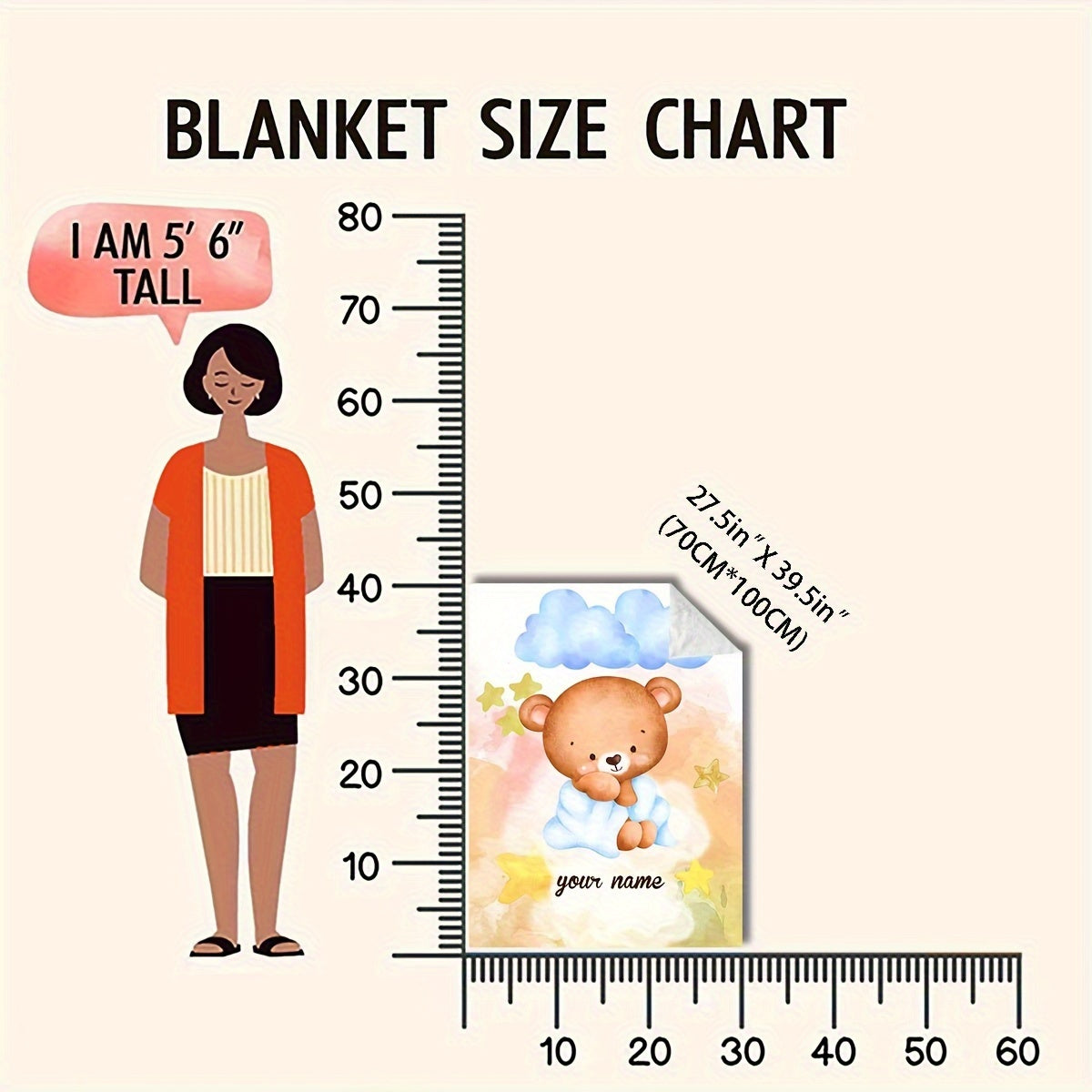 Personalized Cartoon Bear Print Flannel Throw Blanket for Home Decor and Gifts