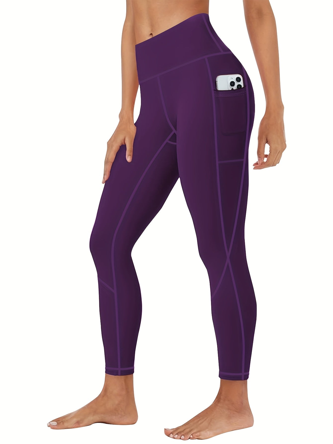 Women's Multi-Color Large Size Yoga Leggings with Pockets for Fitness