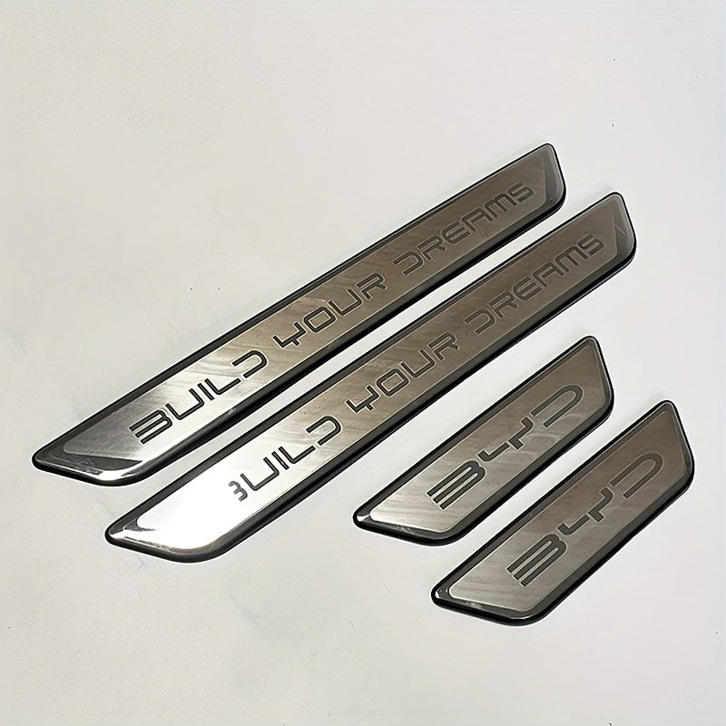 Car Exterior Door Sill Stainless Steel Welcome Pedal Anti-Scratch Carbon Fiber 4pcs