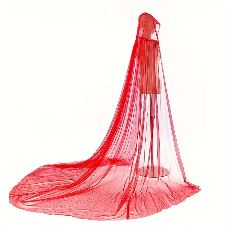 Women's Vintage Vampire Bridal Tulle Cape with Hood for Costumes and Events