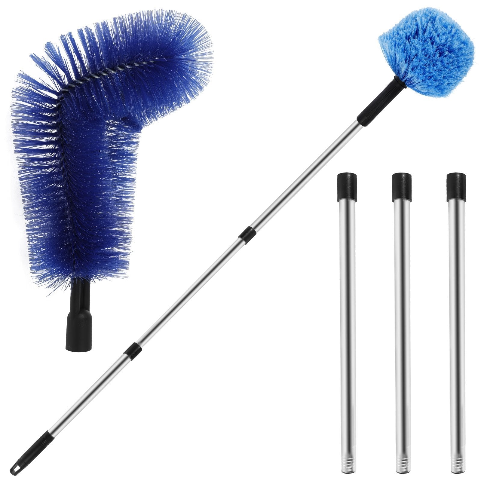Blue Cobweb Duster Set with Extendable Pole for Ceiling Fans and Furniture