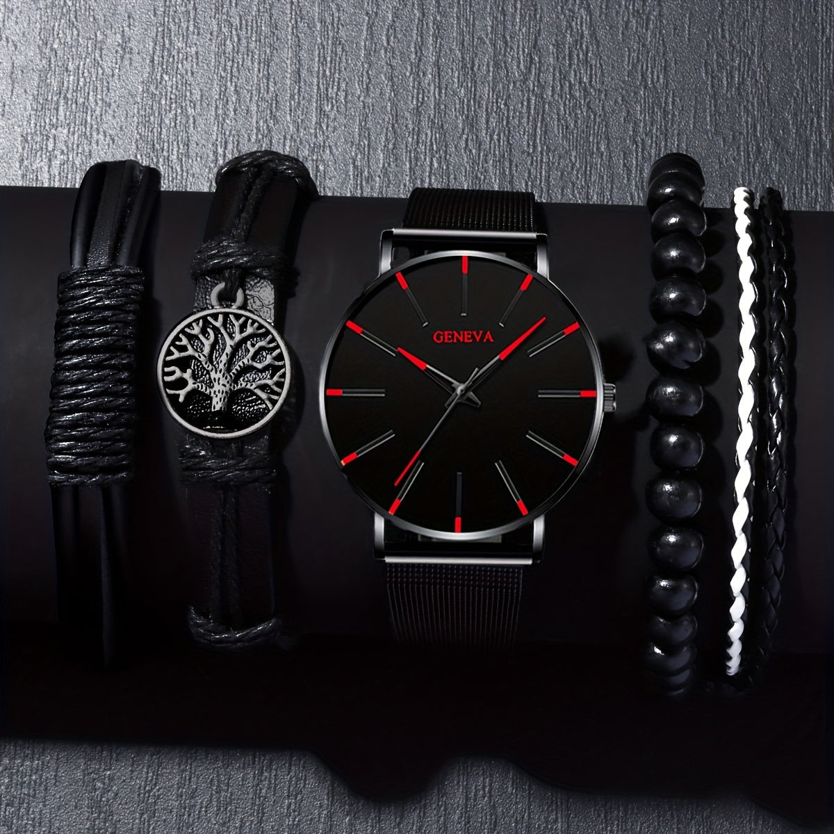 Men's Sports Quartz Watch and Bracelet Set Stainless Steel Band Zinc Alloy Case Date Feature Gift for Valentine's Easter Birthdays Autumn Festival Holidays