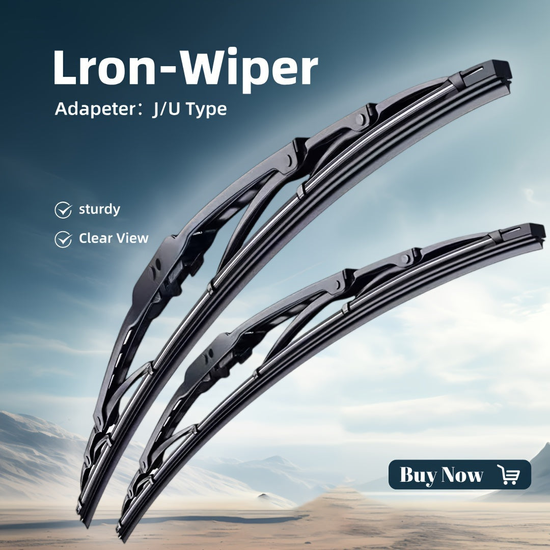 Universal Iron Wiper Blade Suitable for J/U Hooks 30.48-66.04cm Quiet and High Definition