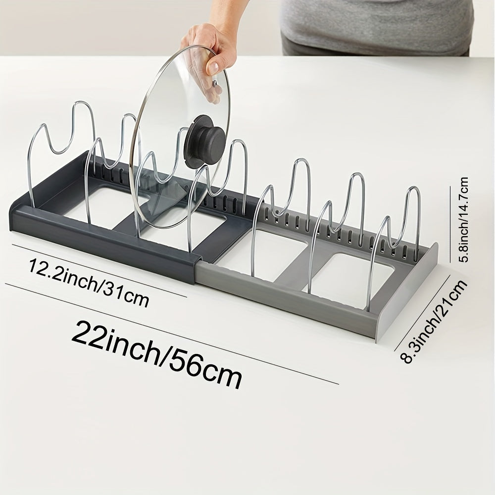 Expandable Pot and Pan Organizer Rack with Adjustable Dividers and Anti-Scratch Padding