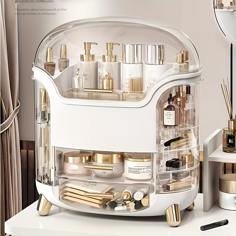 Clear Makeup Organizer Box with Dustproof Cover for Cosmetics Storage