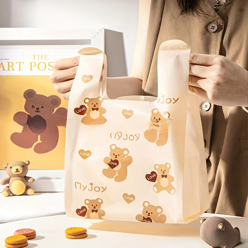 25/50 Pieces Thick Gift Bags with Teddy Bear Pattern for Weddings and Parties