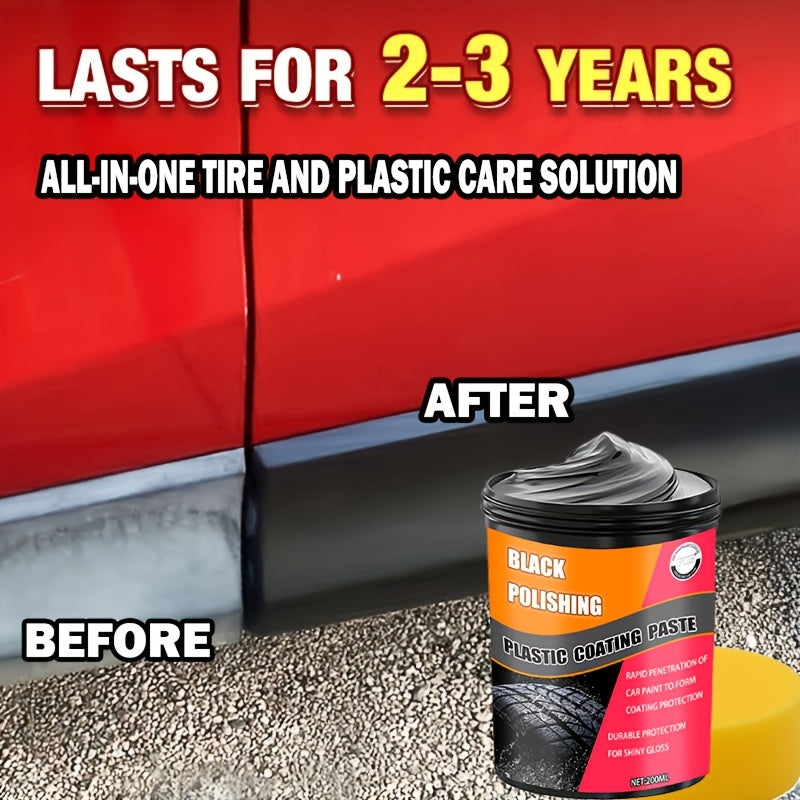 Black Tire and Plastic Polishing Paste All-in-One Car Care Restores Shine