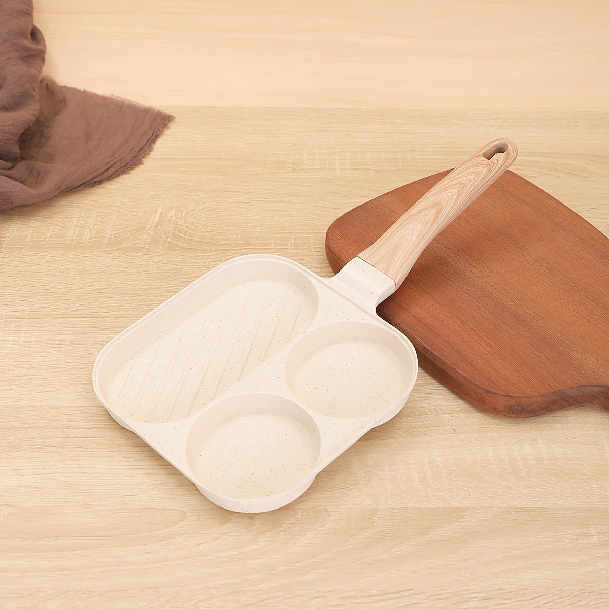 3-in-1 Aluminum Breakfast Skillet Cookware Set Non-Stick Stoneware Egg Steak No Electricity