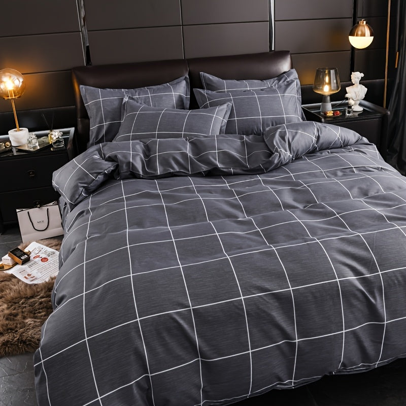 4-Piece Breathable Polyester Bedding Set with Zipper Closure for Bedroom and Living Room