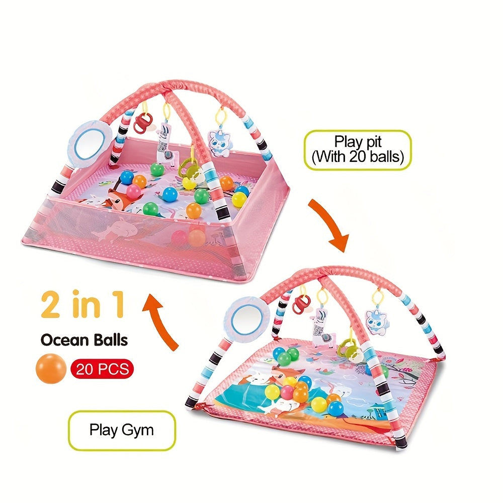 Детский игровой гимнастический коврик, коврик для времени на животе с 6 съемными игрушками и 20 сенсорными игрушками для этапного сенсорного и моторного развития, стираемые коврики для детей.