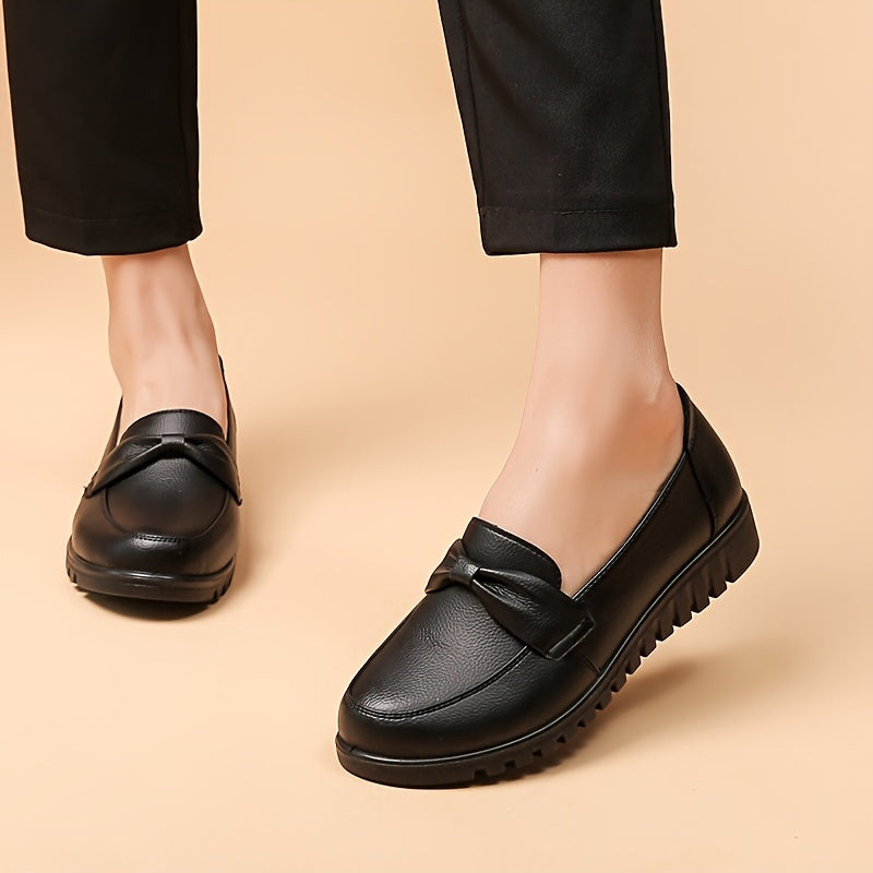 Ayollar uchun Mary Jane Loafers tekis, qattiq PU charm, barcha mavsum uchun