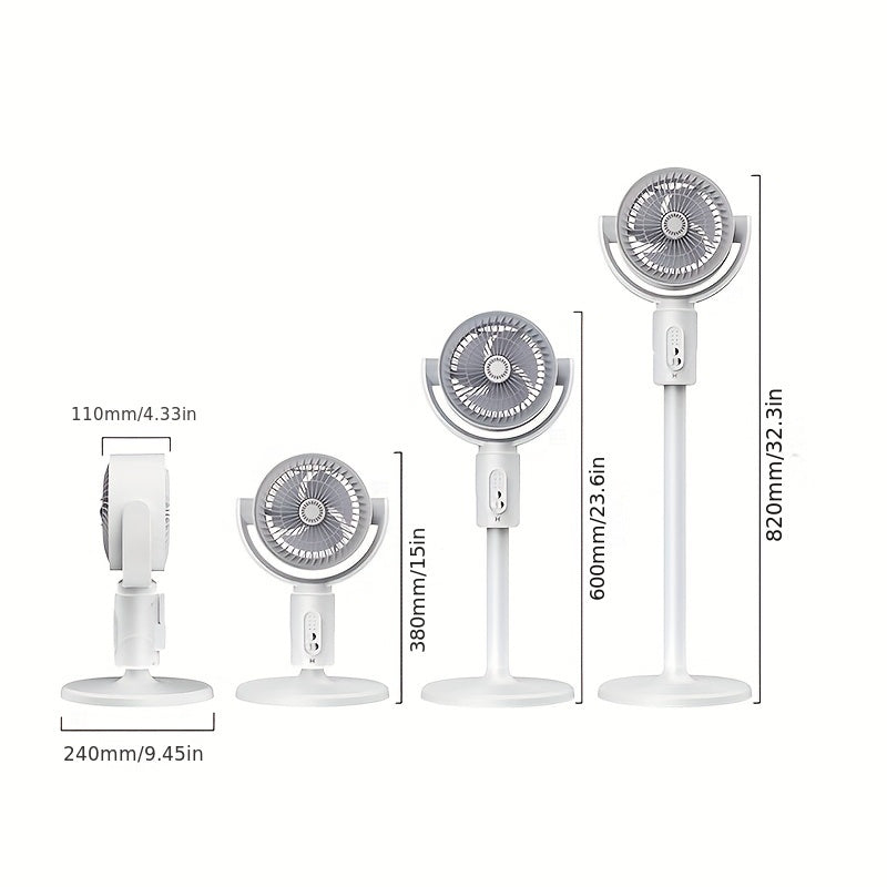 Three-in-One Shaking Head Floor Fan with Adjustable Heights for Home Dorm Outdoor