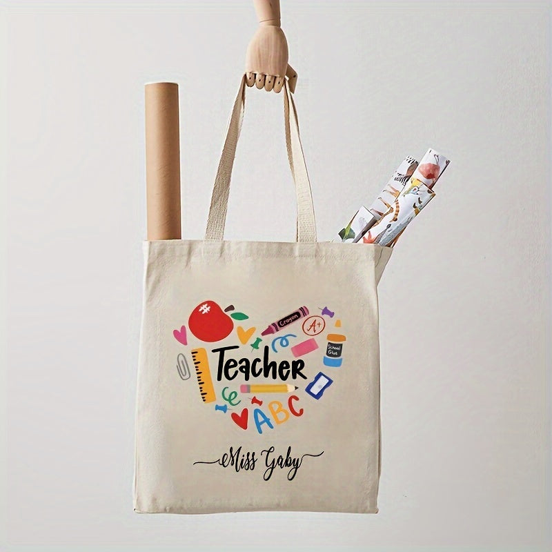 Personalized Canvas Shoulder Bag for Teachers Back to School Gift