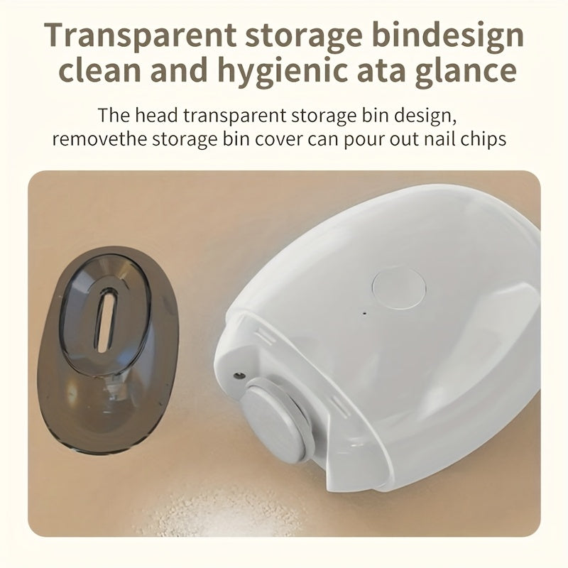 Portable Electric Nail Trimmer with USB Rechargeable Battery and LED Light