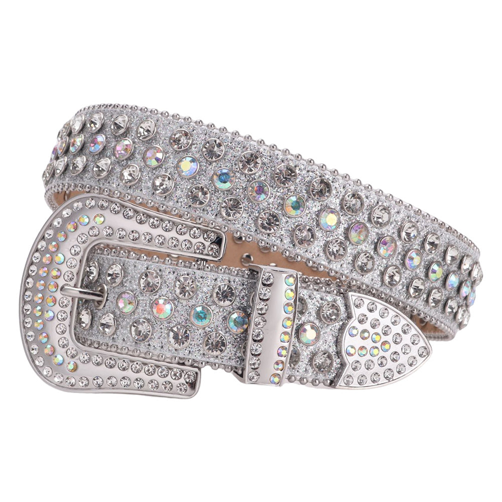 Unisex Crystal Studded Western Rhinestone Belt for Pants and Jeans