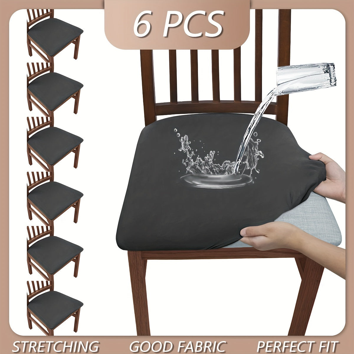 Высокоэластичные чехлы для стульев однотонных цветов, 4 или 6 штук в наборе. Пылезащитные и водоотталкивающие, washable и съемные. Идеально подходят для гостиных, столовых и отелей.