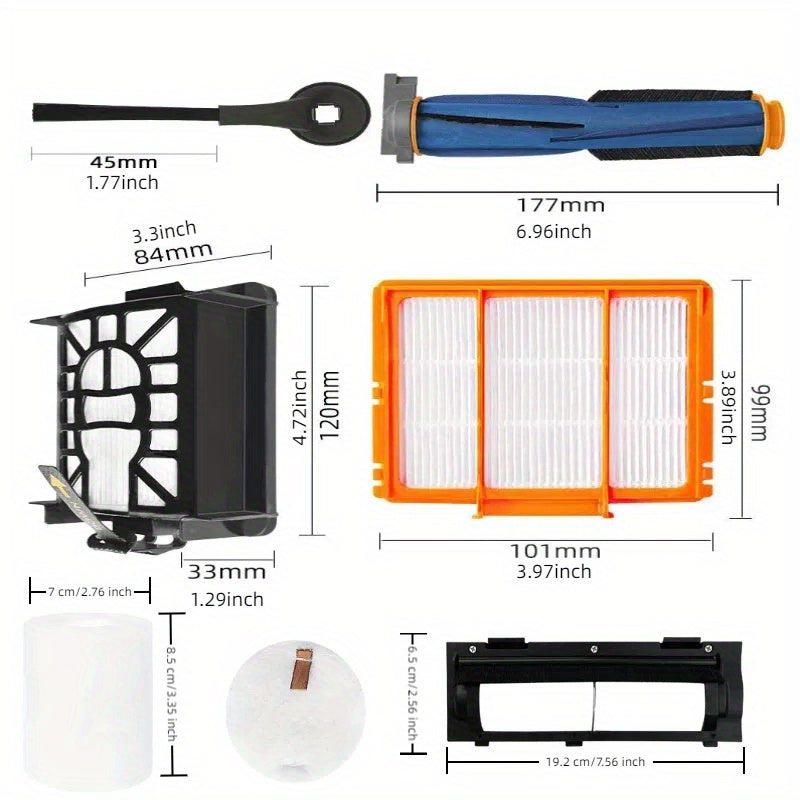 Robotic tozalash qurilmasi uchun 4 dona almashtirish qismlari, yon pichoqlar, HEPA filtrlari, asosiy pichoq, tozalash matosi