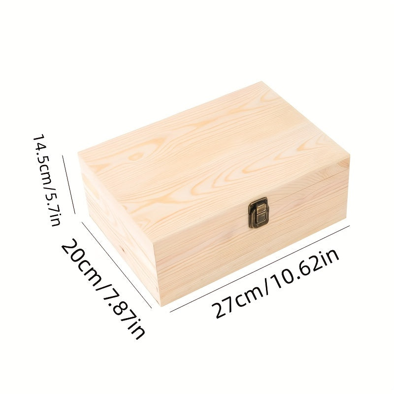 Гигантская необработанная деревянная коробка для рукоделия с крышкой на петлях для художественных принадлежностей и организации 10,62x7,87x5,7 дюймов