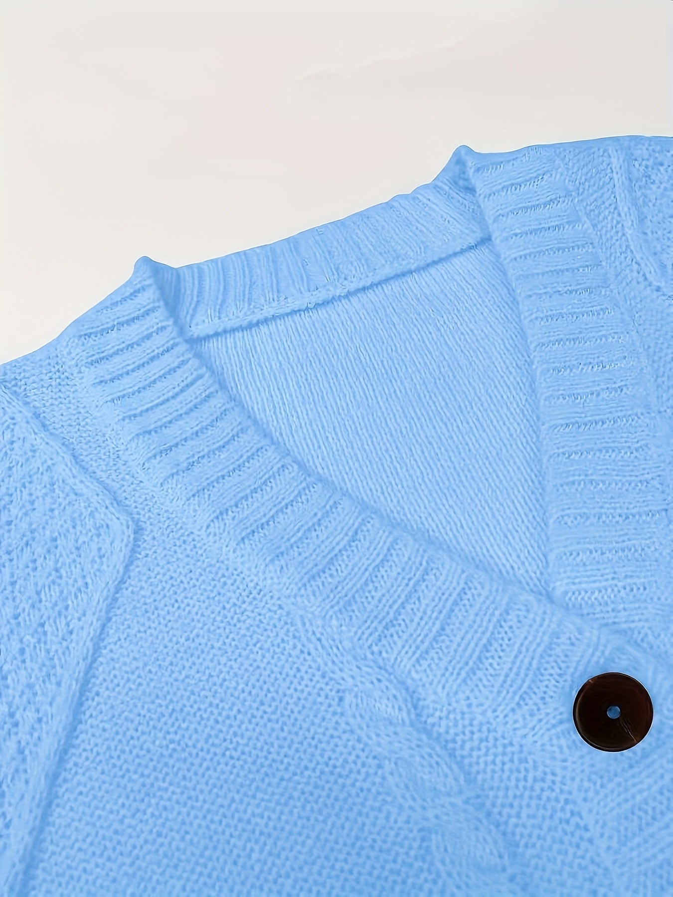 Plus Size Solid Color Button Drop Twisted Cardigan Casual Long Sleeve Sweater Women