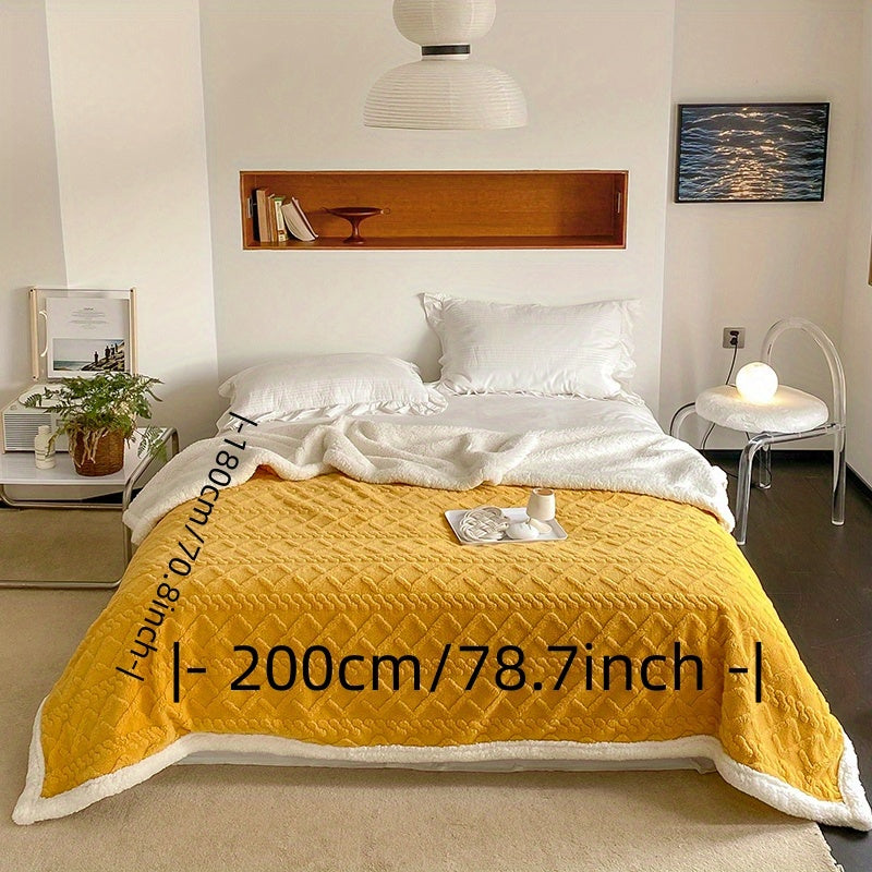 Qulay Fleece tashlash plashkasi 1-chi qirrali ikki tomonlama yumshoq polyester, yotoqxona va mehmonxona uchun, yashil, ko'k, sariq