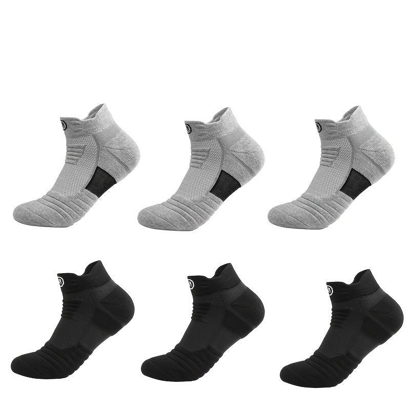 Men's Athletic Compression Socks 5 Pairs Breathable Sweat-Wicking Polyester Gray Black White