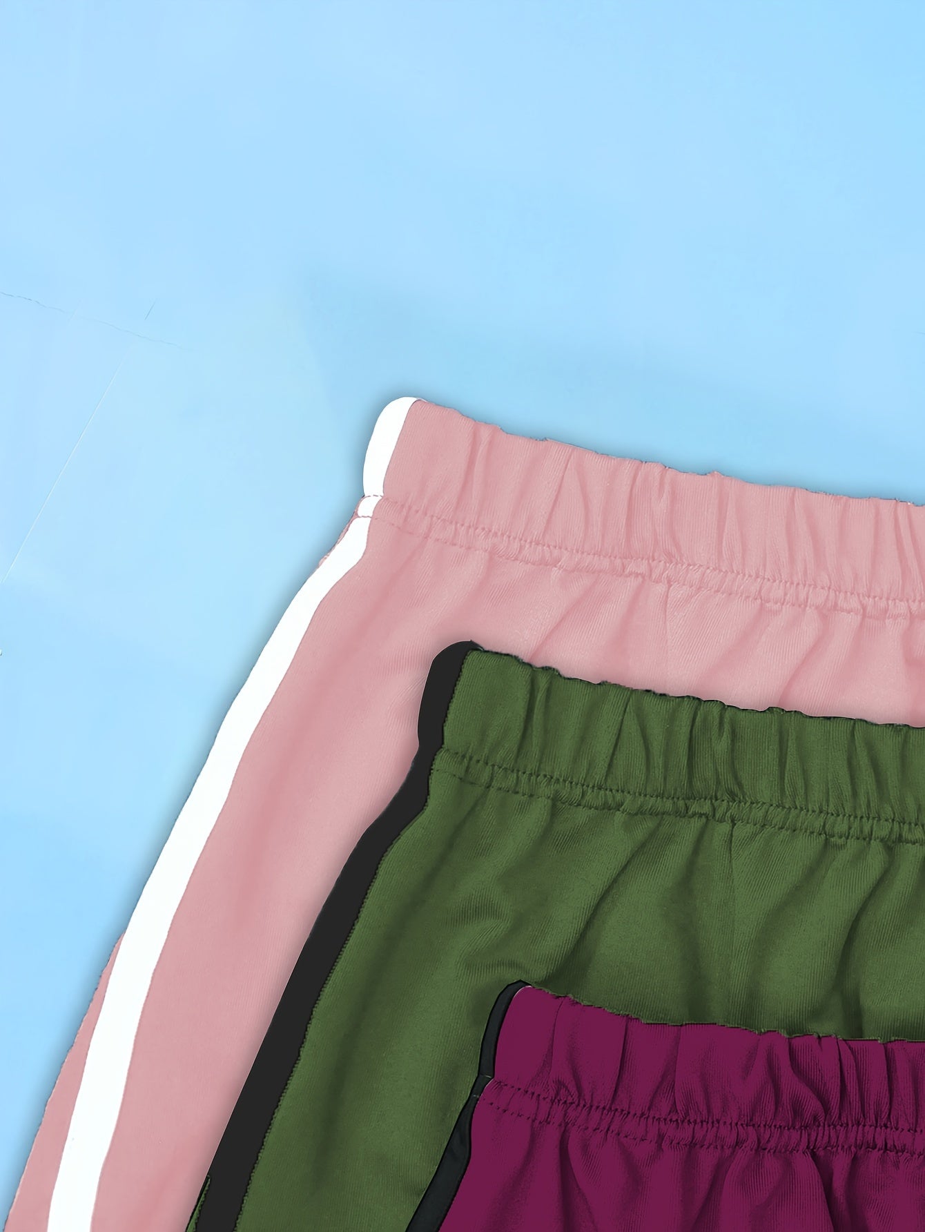 Pantalones cortos casuales de talla grande para mujer en bloque de colores, pack de 3