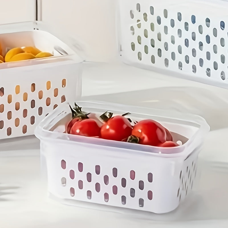 Double-Layer BPA-Free Food Storage Containers Set with Draining Lids Leakproof Stackable