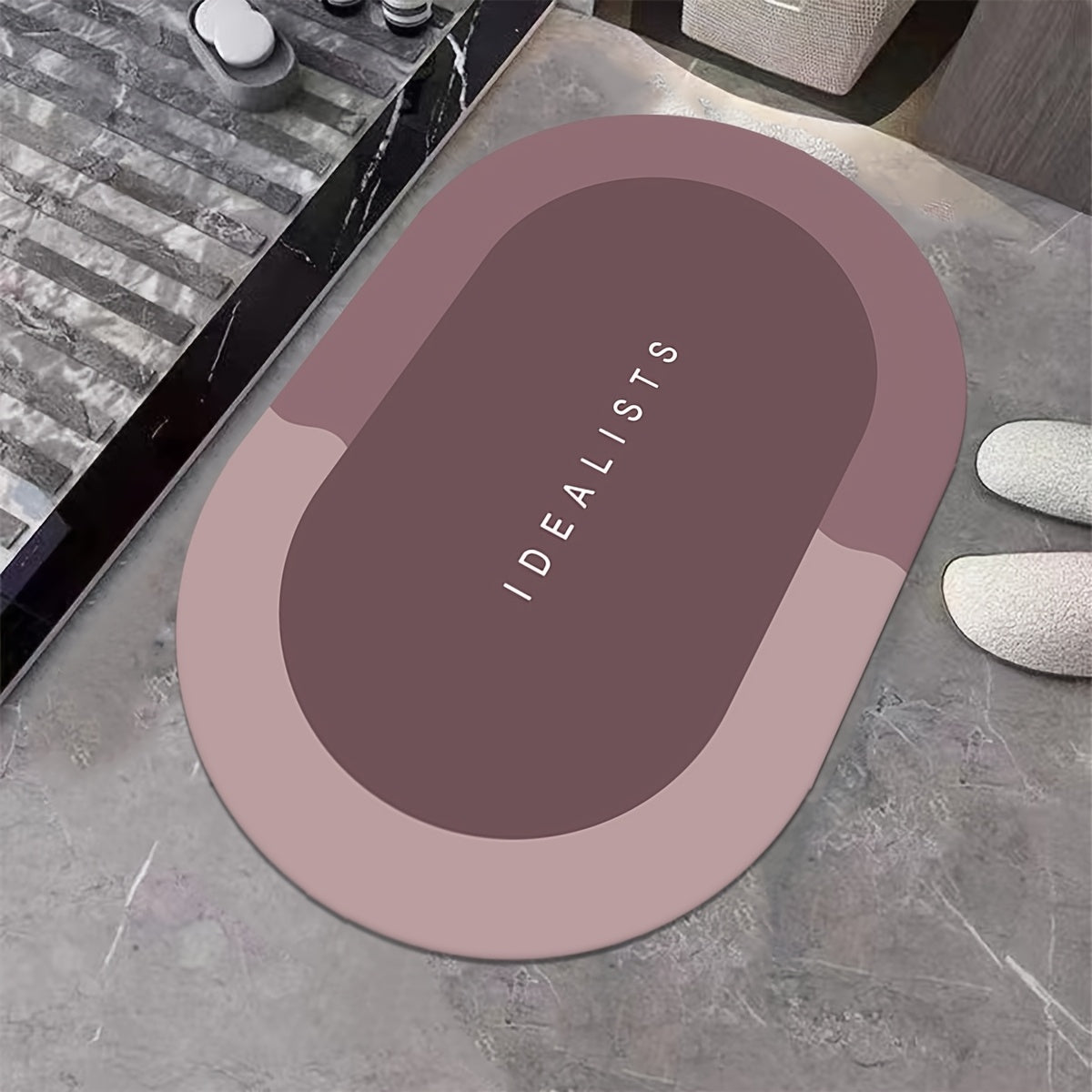 Absorbent Polyester Bath Mat Non-Slip Quick-Dry Odorless for Shower Bedroom Kitchen