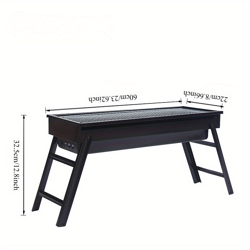 Портативный складной гриль на углях для барбекю для кемпинга на открытом воздухе, прочный дизайн с съемной крышкой и ножками