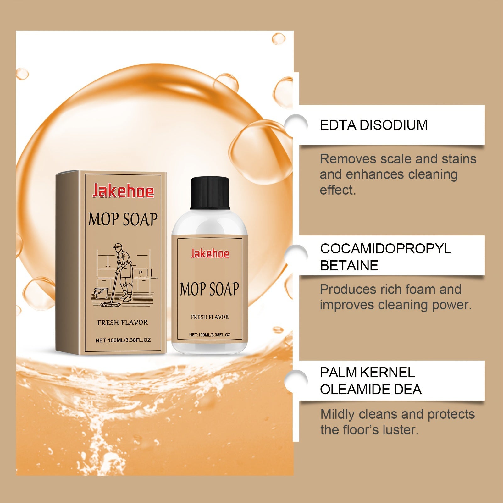 Limpiador líquido para suelos 500ml, removedor de manchas y marcas de agua para todos los suelos