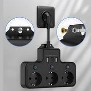 Wall-Mounted Power Strip with USB-C and Dual USB Ports for Home Office Space Saving