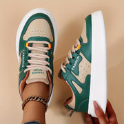 Women Casual Sneakers Low Top Lace-Up Walking Shoes Microfiber Upper