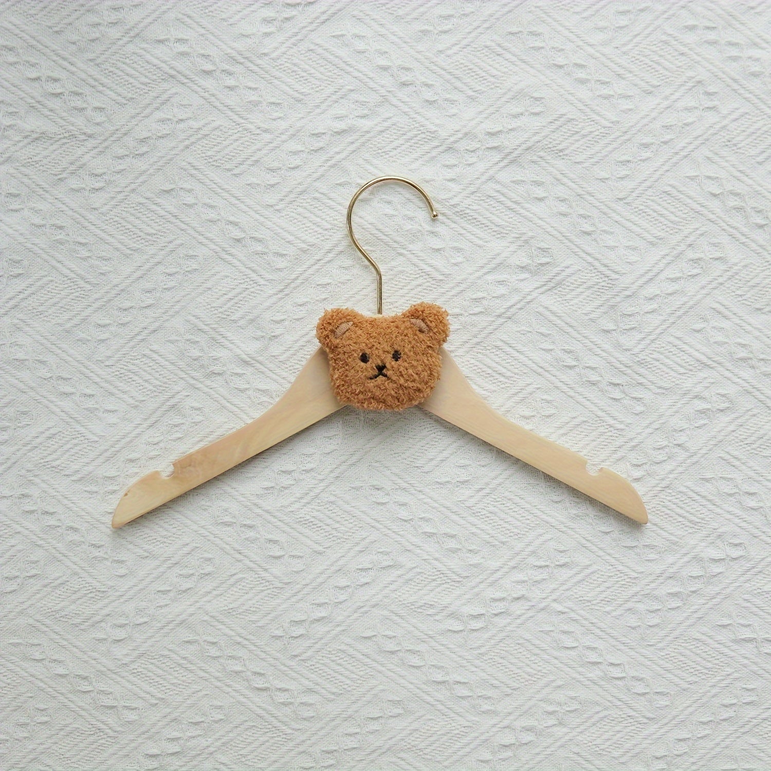 Wooden Clothes Hangers with Cartoon Bear Design Lightweight Durable Swivel Hooks for Ages 14 and Up