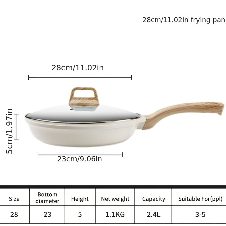 Non-Stick Frying Pan with Lid Medical Stone Coating for All Stovetops