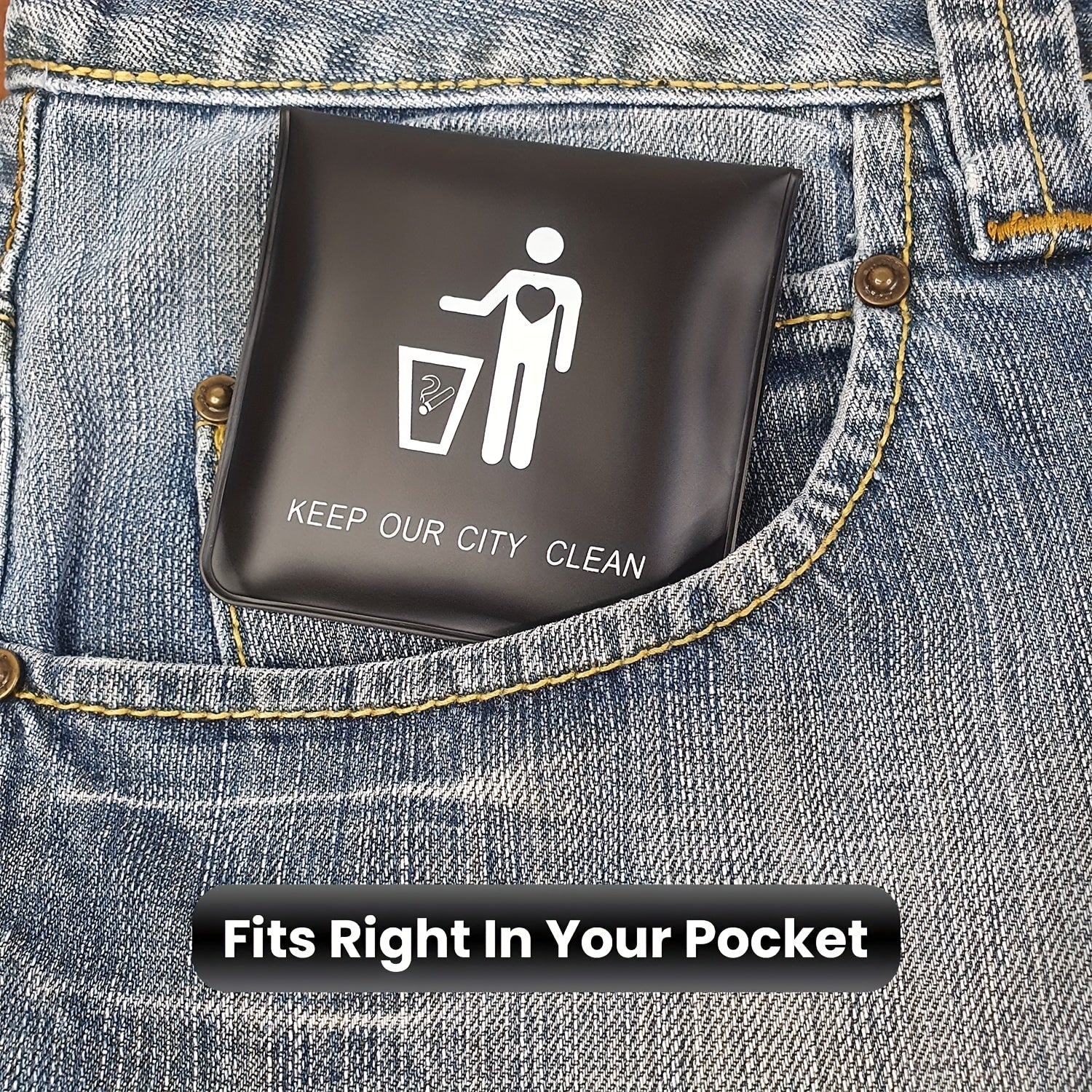 Unisex Aluminum Pocket Ashtray Smell-Proof Black Travel Disposal Pouch