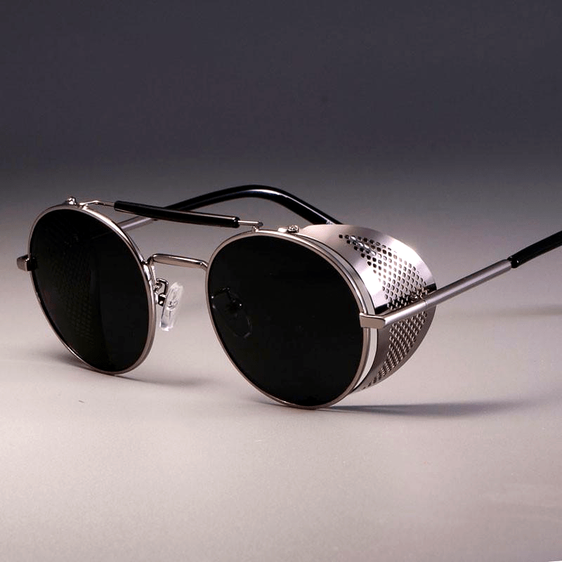 Vintage Circular Metal Steampunk Sunglasses for Men and Women UV Protection