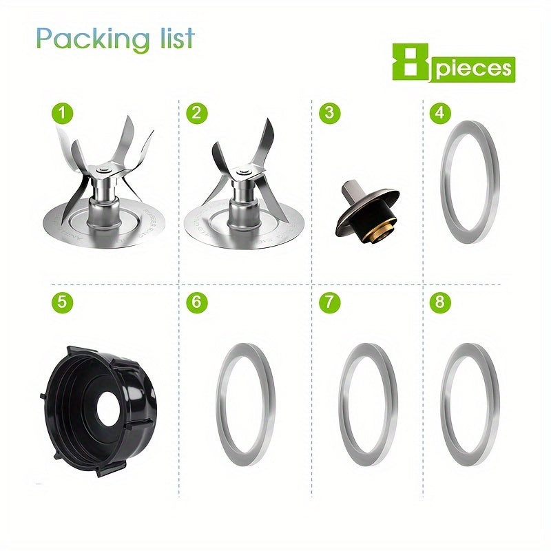 8-Piece Blender and Juicer Accessory Kit with Popsicle Molds