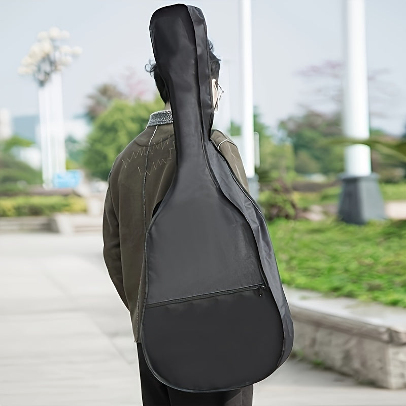 Waterproof 41-Inch Black Acoustic Guitar Bag with Adjustable Shoulder Strap