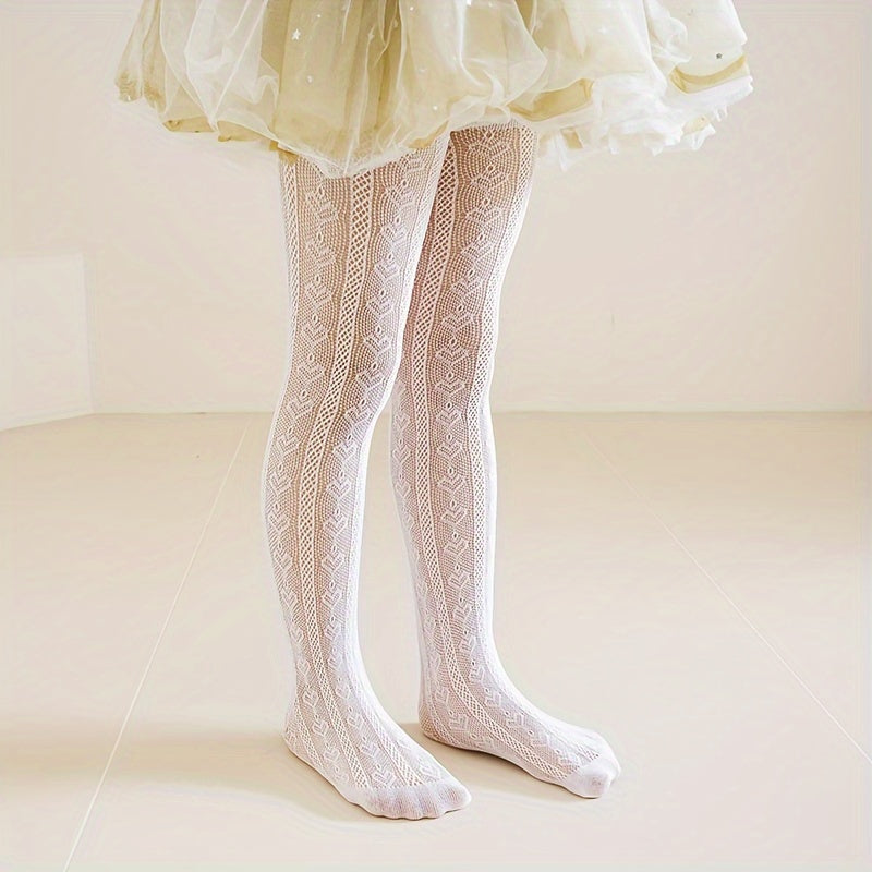 Girls Knitted Tights with Heart Pattern 80% Nylon 20% Spandex All-Season Indoor Outdoor Wear