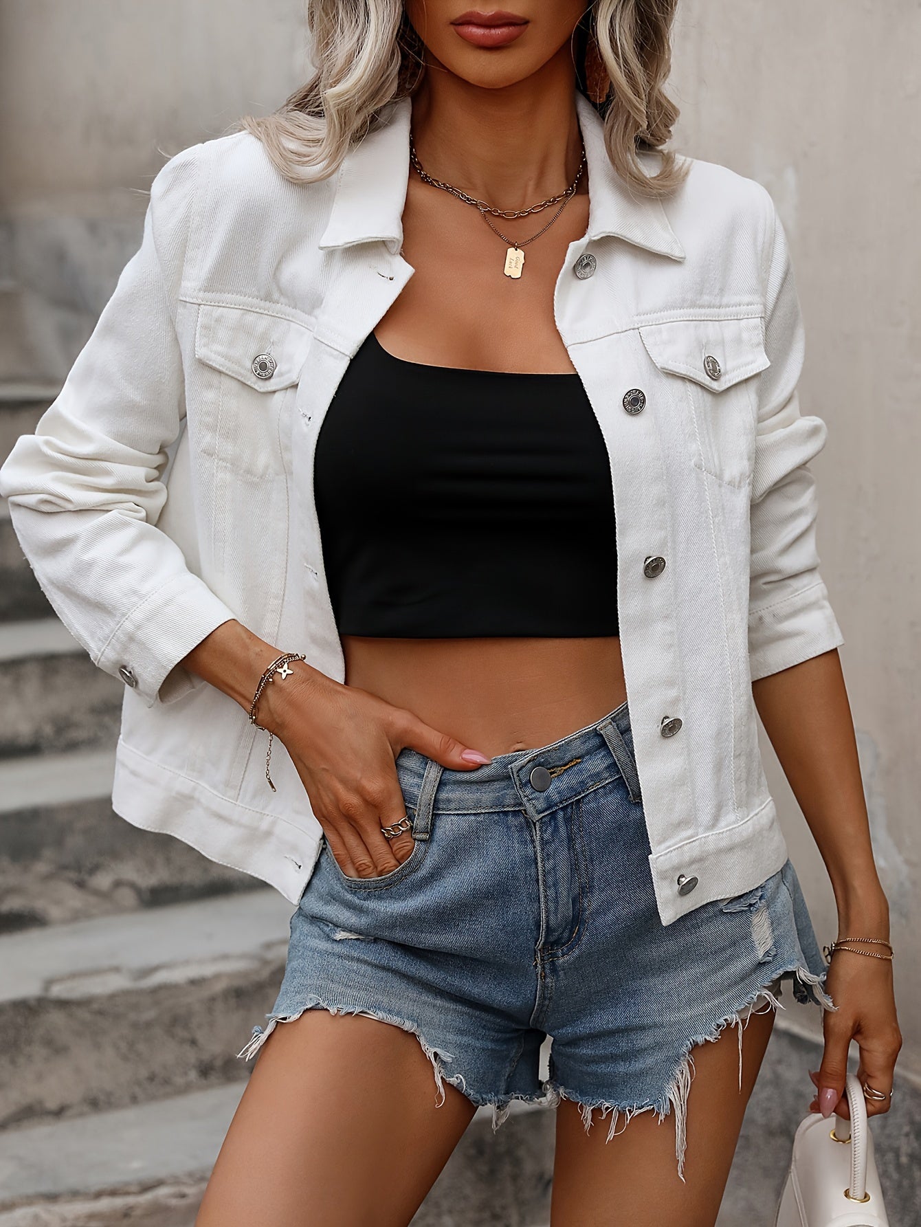 Women's Plus Size Denim Jean Jacket Long Sleeve Casual Outerwear