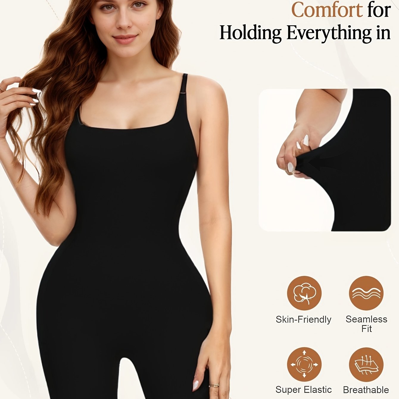 Women's Plus Size Shaping Bodysuit Seamless Tummy Control Sleeveless Solid Color