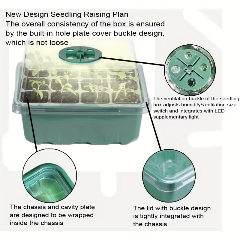 Seedling Starter Kit with Lighting, Cultivation Holes, Tools, Labels and Mats for Plants