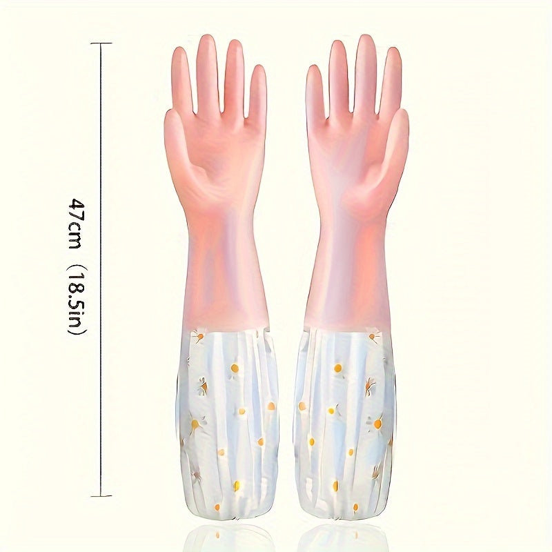 PVC Cleaning Gloves Waterproof Non-Slip Kitchen Laundry Household Tasks
