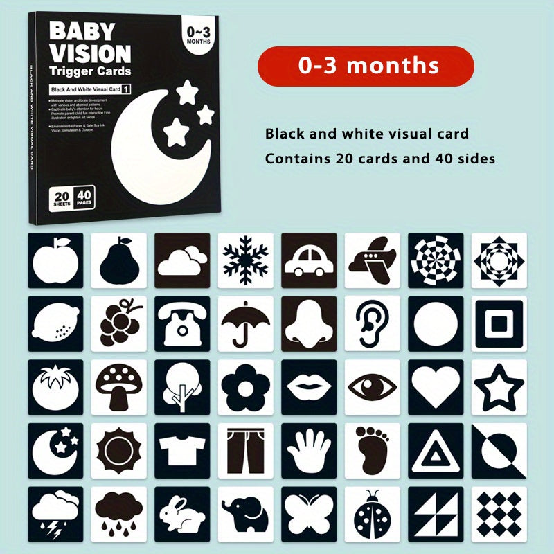 Children's Black and White Visual Stimulation Cards for Newborns 0-3 Months