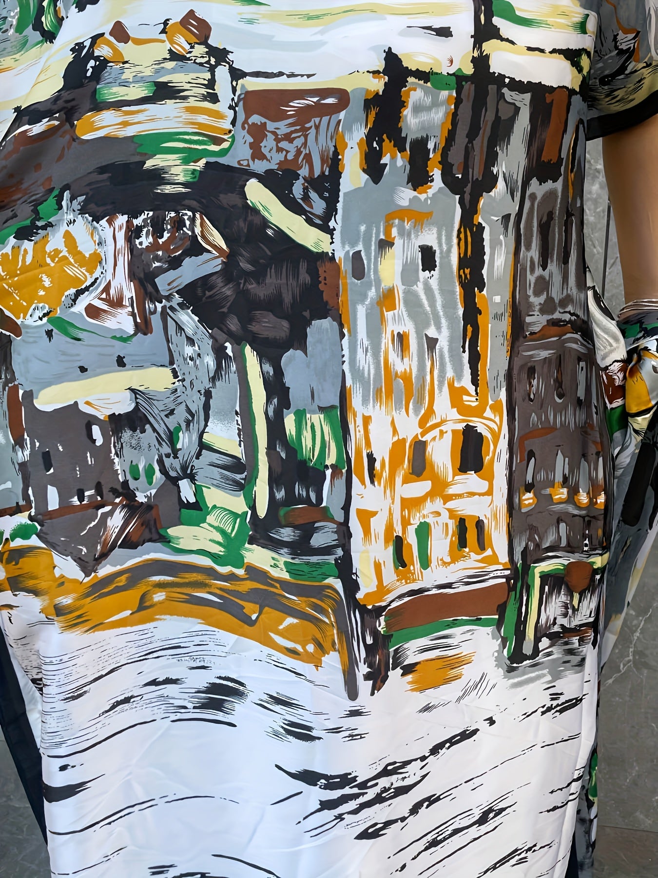 Women's Floral Print Batwing Sleeve Dress with Scarf All-Season Casual Elegance