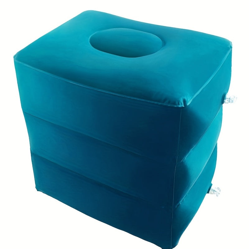 Almohada de viaje inflable para soporte de cuello, con flocking, de PVC, almohada para piernas para oficina y viajes