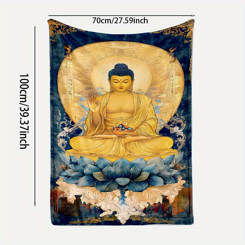 Vintage Buddha Flannel Blanketi: Ushbu juda yumshoq uyqu blanketi bilan yil davomida qulay va iliq bo'ling - O'ziga xos lotus gullari dizayni bilan - Tug'ilgan kunlar yoki do'stlarga sovg'a berish uchun ideal