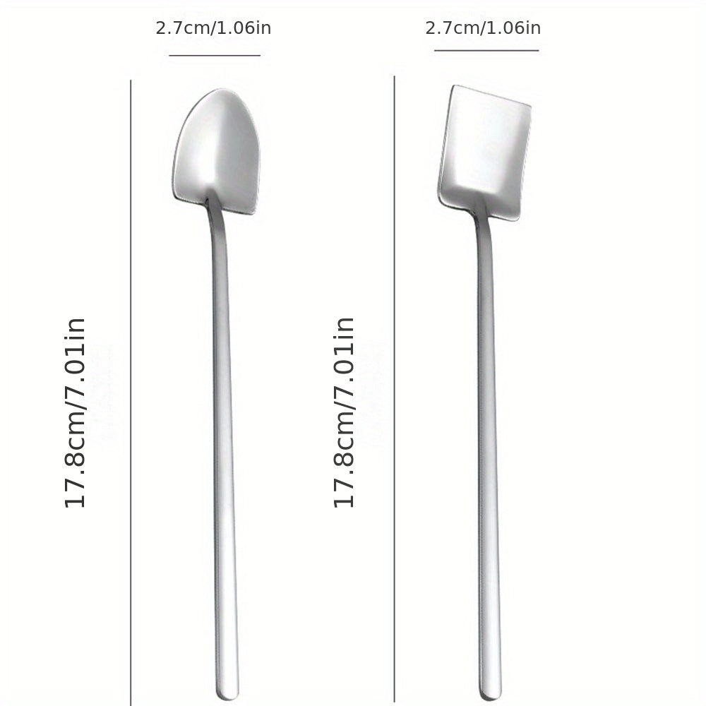 Прочные кухонные столовые приборы: ложка в форме лопатки из нержавеющей стали, идеально подходит для мороженого, супа, кофе и чая.
