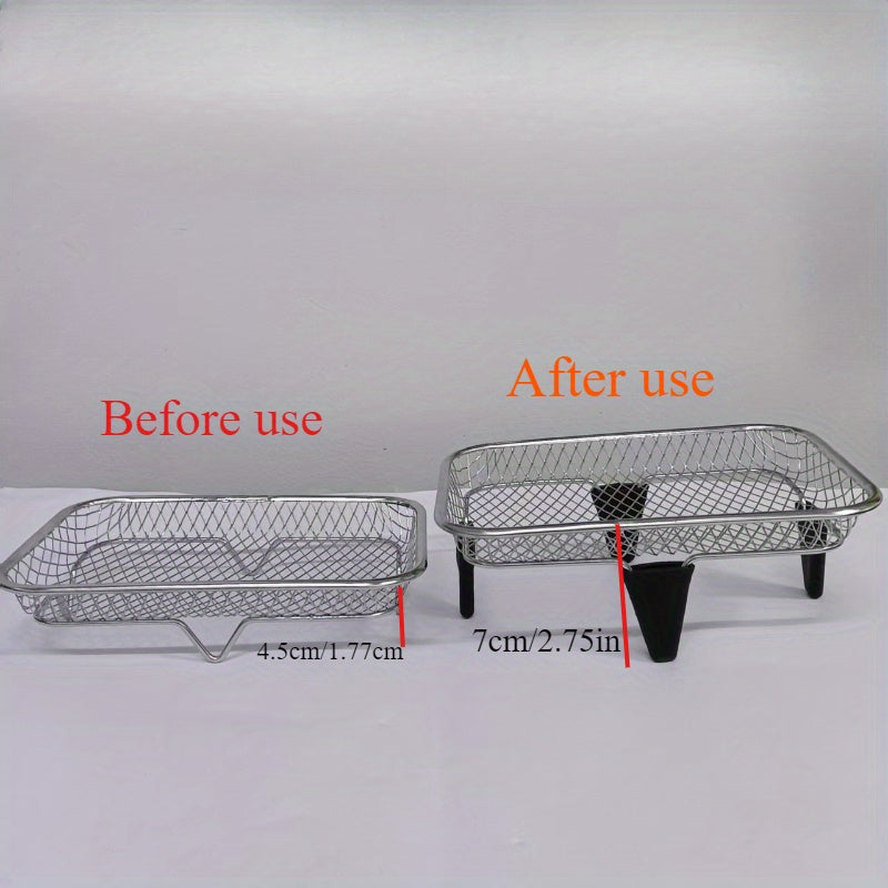 Stainless Steel Air Fryer Accessory Set with Stackable Rack Tongs and Heightening Mat for Healthy Cooking