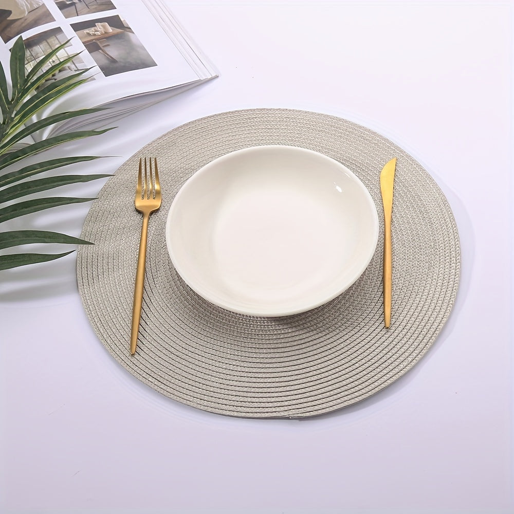Set of 4/6 Woven Round Placemats Insulation Pads for Dining Table Easy to Clean